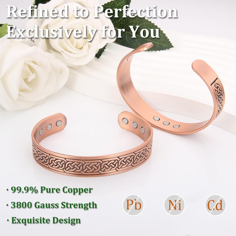 Fashtour Store Copper Bracelet for Men and Women, 99.99% Pure Copper Cuff Bangle, 3500 Gauss Magnetic, Adjustable Jewelry Gifts - Image 2